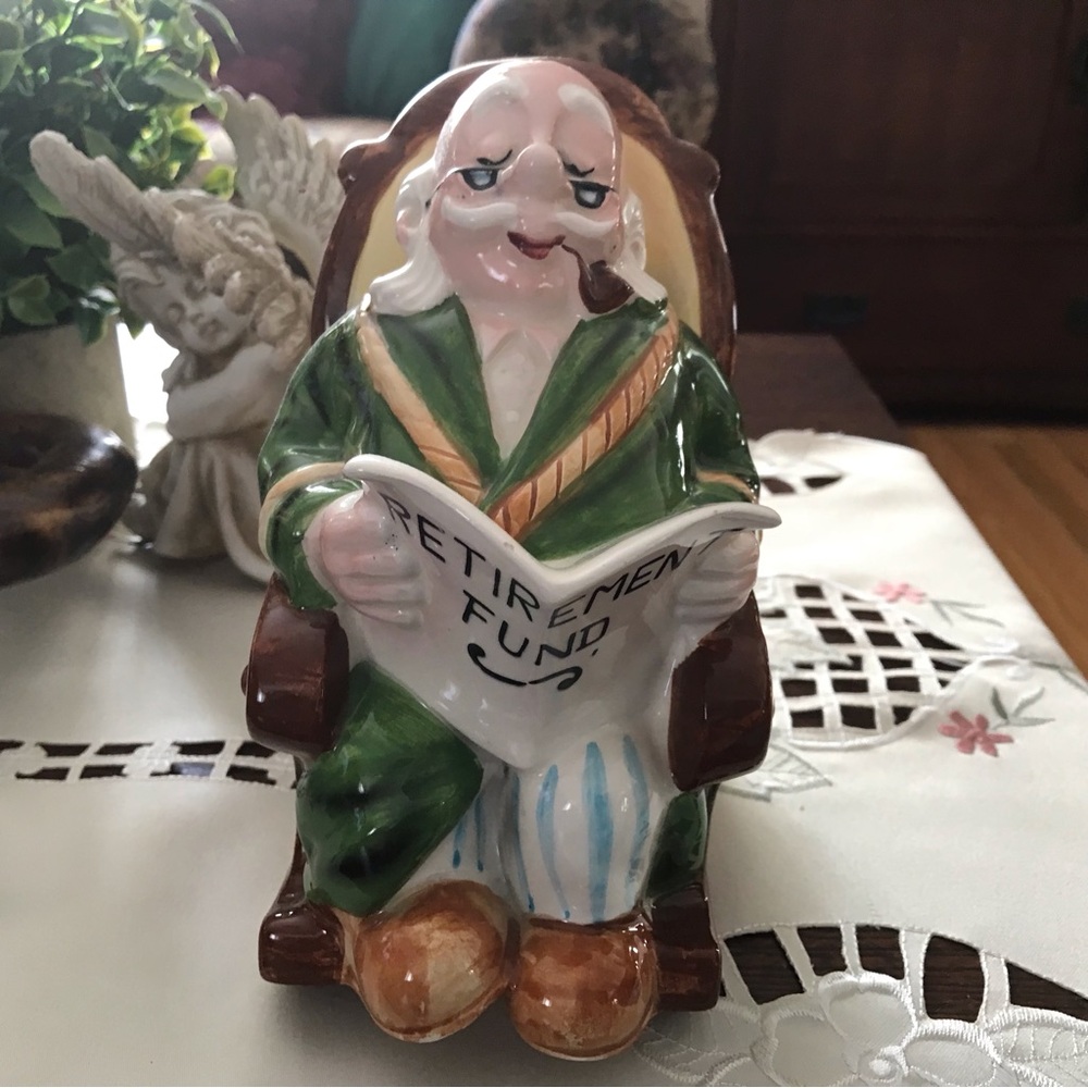 Lefton Original Bank Grandpa in Rocking Chair Retirement Fund